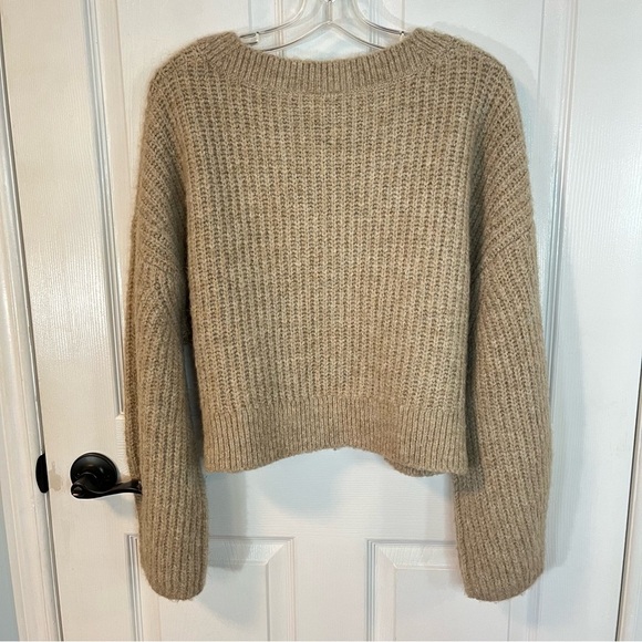 Weekday Hilevi Willow Tan Women's Sweater Cardigan S Balloon Sleeve Oversized - Picture 5 of 14